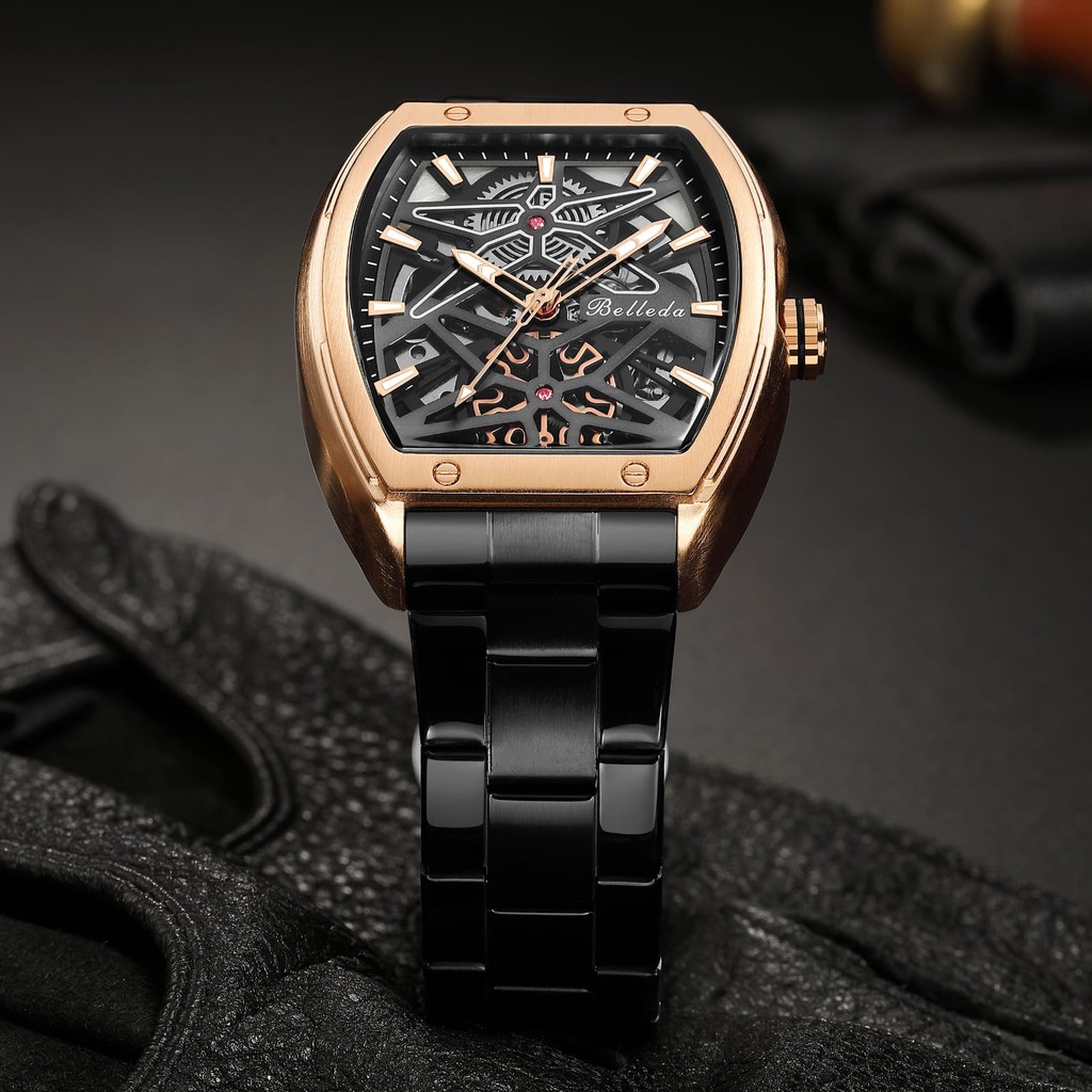 COD Jam Tangan Pria Belleda 9644 Rantai Stainless Automatic Anti Air Mewah Original Fashion Cowok