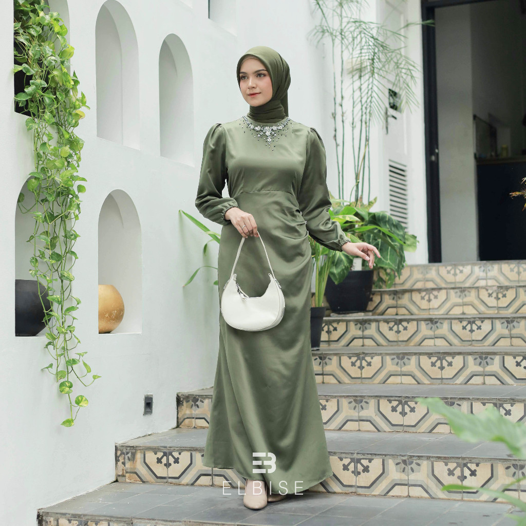 Bintari Dress By Elbise Gamis Kondangan Lebaran Satin Silk Payet Jumbo
