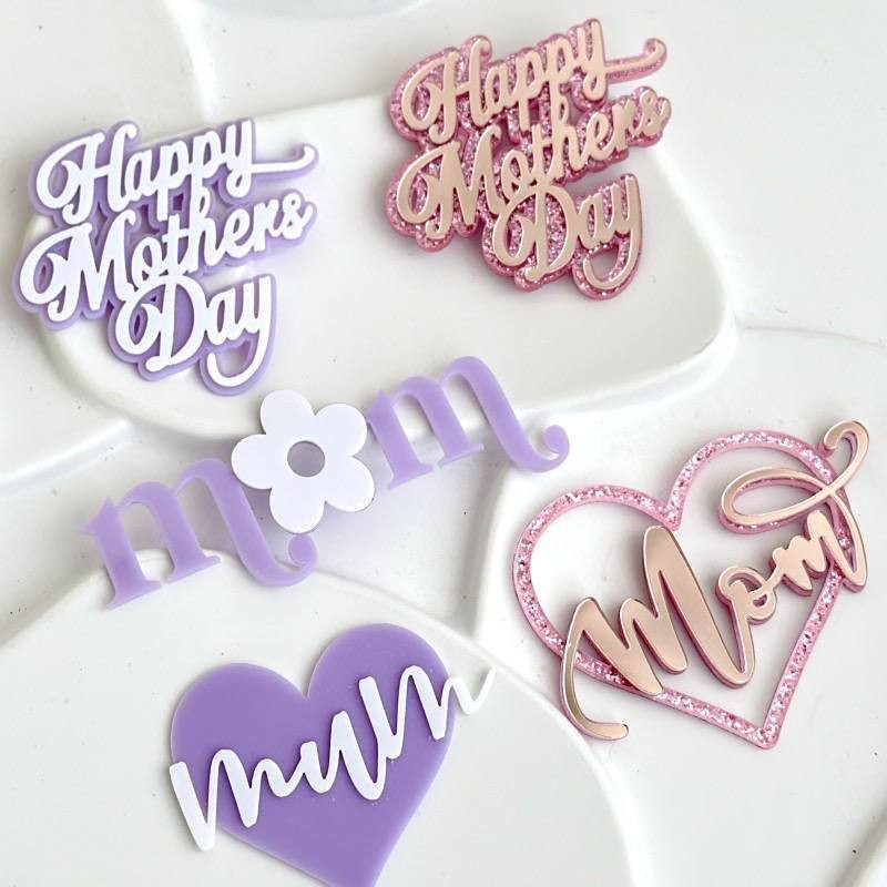 TAG MOTHERS DAY AKRILIK 3D/TOPPER TAG  EDISI MOTHERS DAY HARI IBU DEKORASI CAKE DAN CUPCAKE