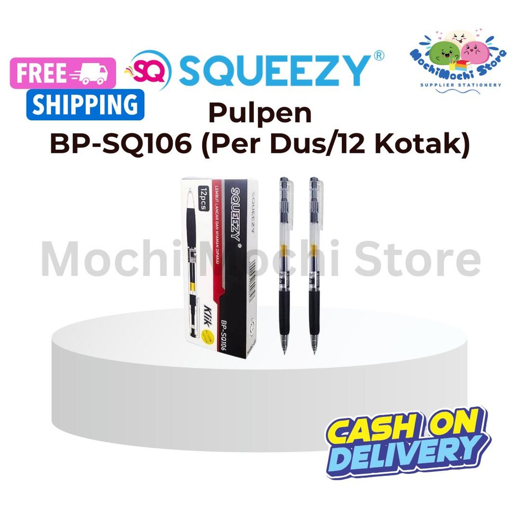 

PER DUS/12 KOTAK/144 PCS Pulpen Gel BP-SQ106 | Pulpen Tinta Hitam | Pulpen Gel Squeezy Hitam Murah | Pulpen Cetek | Pulpen Retractable | Pulpen Klik | 0.5mm
