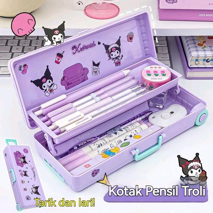 

Terlaris ~[BIG SALE] kotak pensil sanrio, kotak pensil aestethic, pensil box sanrio free sticker, kotak pensil tingkat - ungu