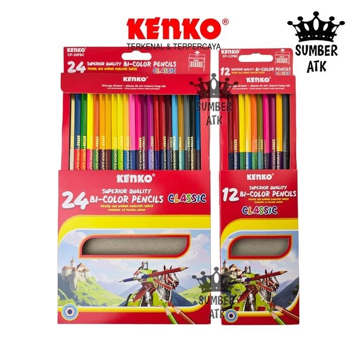 

TERLARIS! Pensil Warna KENKO 12 , 24 Color Pencil Bi-color CP-12FBC CP-24FBC 24 Color / 48 Color - CP-24FBC