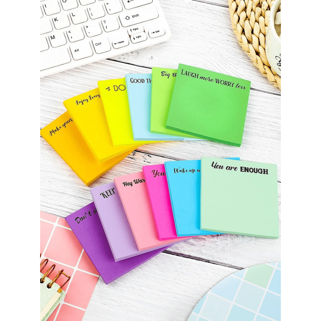 

12 Snarky Office Sticky Notes Notepads with Work Sucks Quotes, Vibrant Passive Aggressive Memo Pads Office Supplies, 3x3 Inch