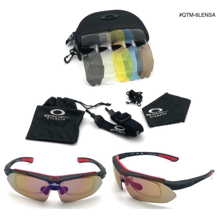 free lensa minus kacamata gowes sepeda 6 lensa pria wanita quantum