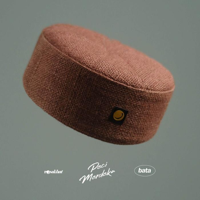 Peci kopiah goni dewasa rosal/peci merdeka bahan kain karung goni - Bata