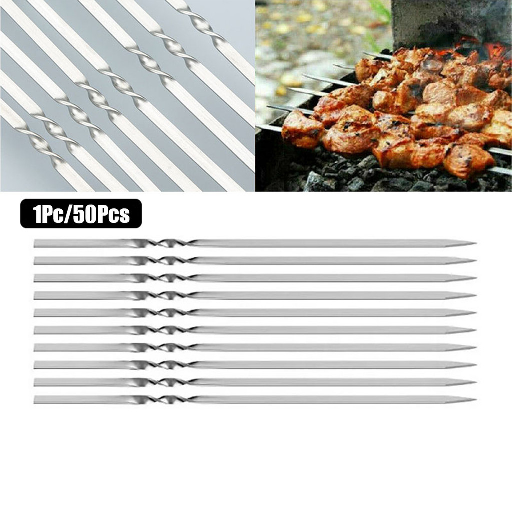 50PCS Alat Tusuk Sate/tusuk sate besi/Stainless Steel Besi Panjang Skewers/alat tusuk sate manua