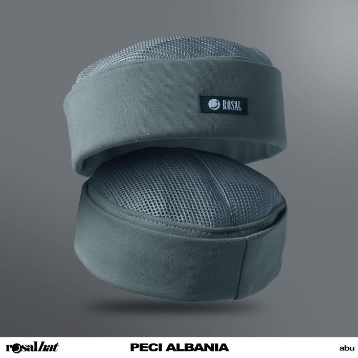 PECI ALBANIA ROSAL Sholat Solat Shalat Pria Ikhwan Original Kopiah Songkok Muslim Nyaman - Abu