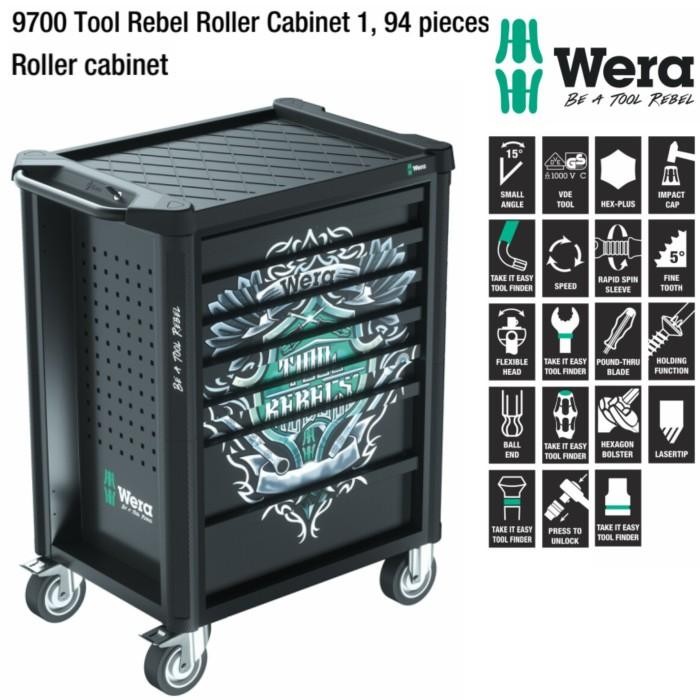 WERA 05150130001 Tool Trolley Tool Rebel Roller Cabinet 1