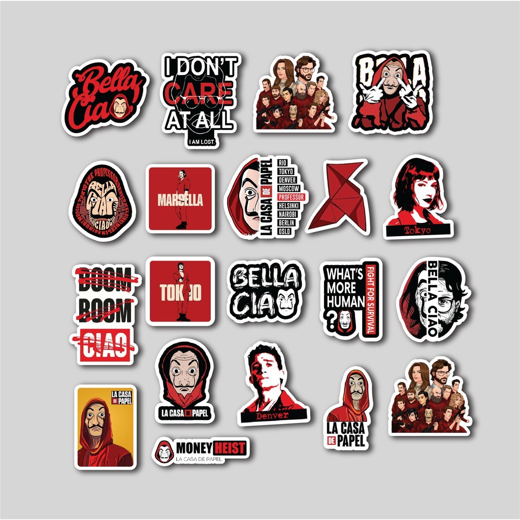 

Sticker Pack Money Heist | Sticker Tumbler | Stiker Laptop Koper Helm