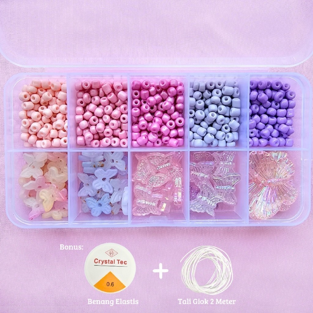 Set DIY Manik Manik Set Aesthetic - 1 Set DIY Manik Manik - Manik Manik 1 Set Kotak Lengkap (BONUS T