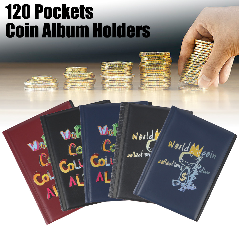

120 Pockets Coins Collector Coin Holder Albums Coin Album Book Mini Penny Coin Storage Bag Collecting Money Organizer