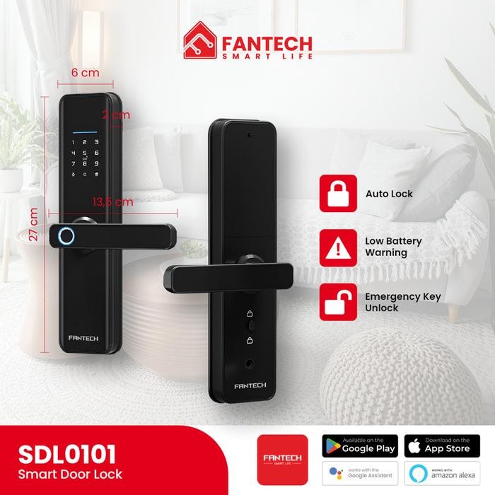 

Fantech SDL0101 Smart Life Door Lock Home Finger Print Door Handle Pintu - Door Lock Only