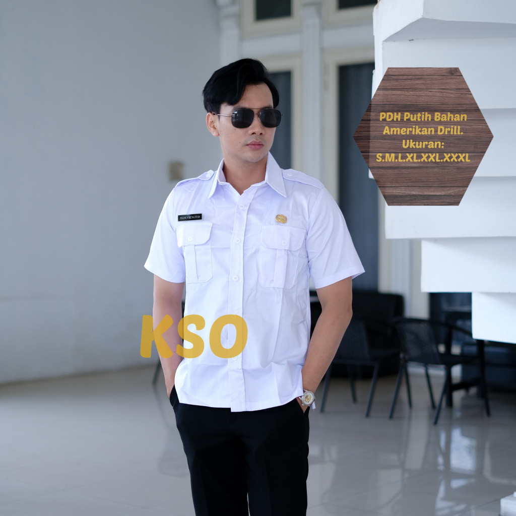 KEMEJA PDH PUTIH LENGAN  PENDEK / BAJU PUTIH POLOS / SERAGAM KANTOR / BAJU PUTIH ANS / PDH COWOK LEN