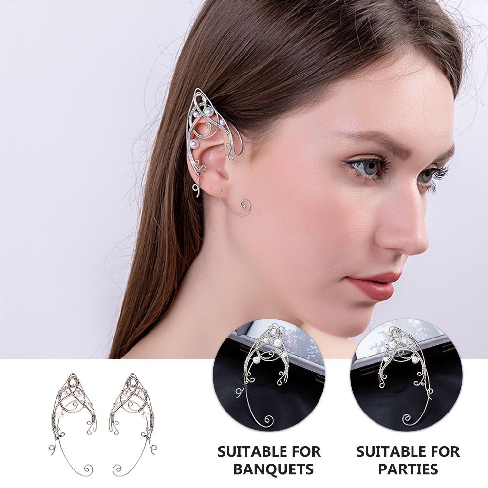 2Pcs Elf Earrings Fairy Accessories Lightweight Non Piercing Cuff Vintage Ear Hook Design Jewelry Fo