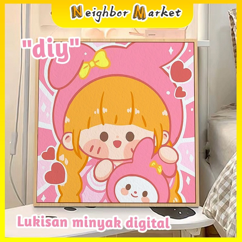 

Paint By Number 20x20cm Kit Kartun DIY Painting Kit Canvas Paint By Number Digital Melukis
