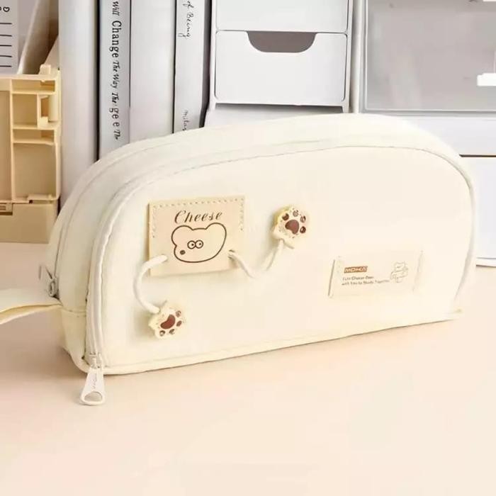 

AHHA Tempat pensil aesthetic terbaru pencil case box pensil korea organizer box pensil cute terbaru Kapasitas besar muat banyak - Cream