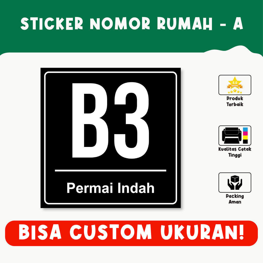 

Sticker Nomor Rumah bahan Vinyl Anti Air