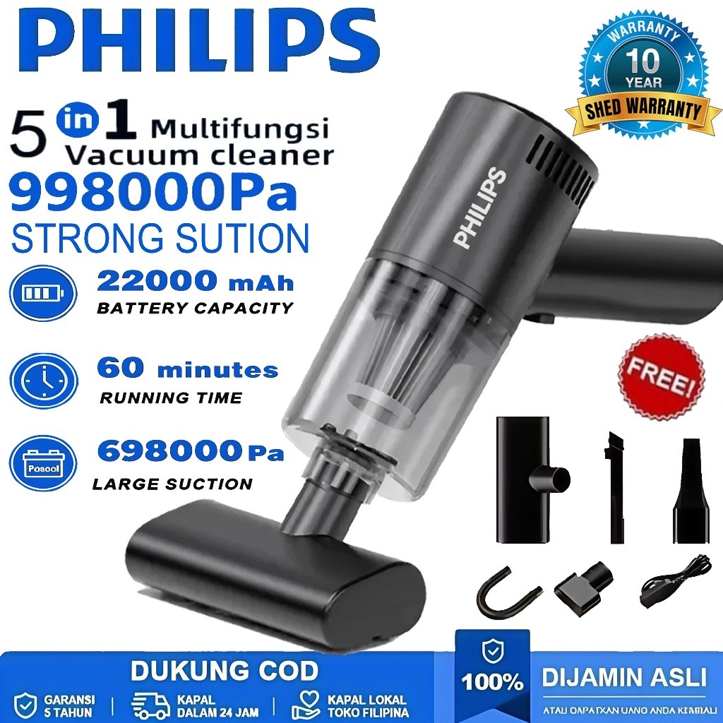 PHILIPS 5 IN1 Vacuum Cleaner 998000PA Vakum Penghisap Debu Mobil Wireless Kasur Penyedot Debu Vakum 