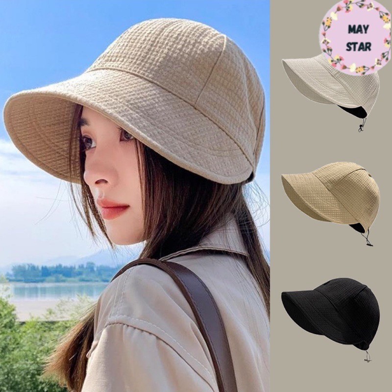 Topi Bucket Wanita Gaya Korea｜Topi Nelayan Lucu untuk Pantai & Outdoor｜Anti UV & Stylish