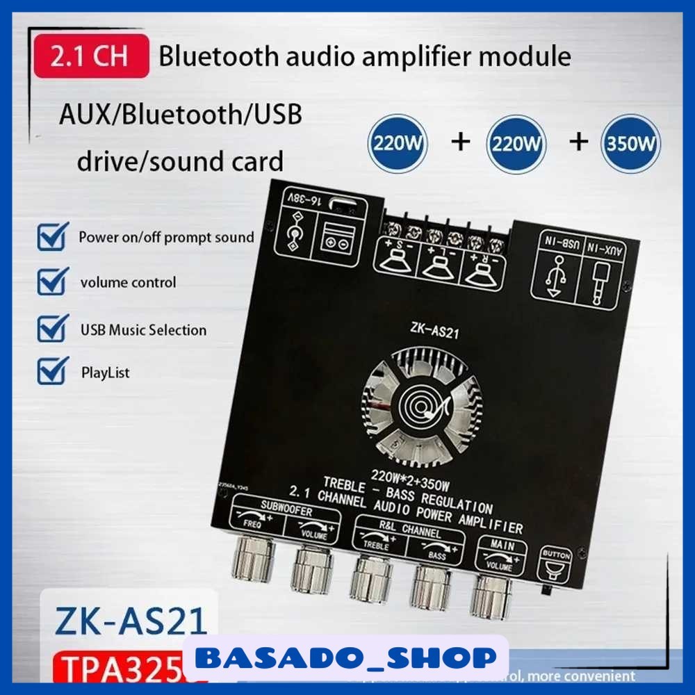Amplifier Board Audio Bluetooth USB 2.1 Channel DIY - ZK-AS21