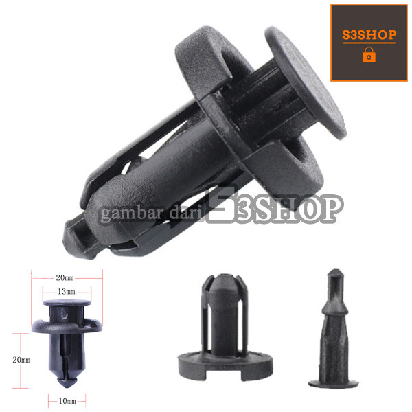 KC12A Baut Klip Kancing Cengkeh Rivet Fender Bumper Honda Universal 10mm