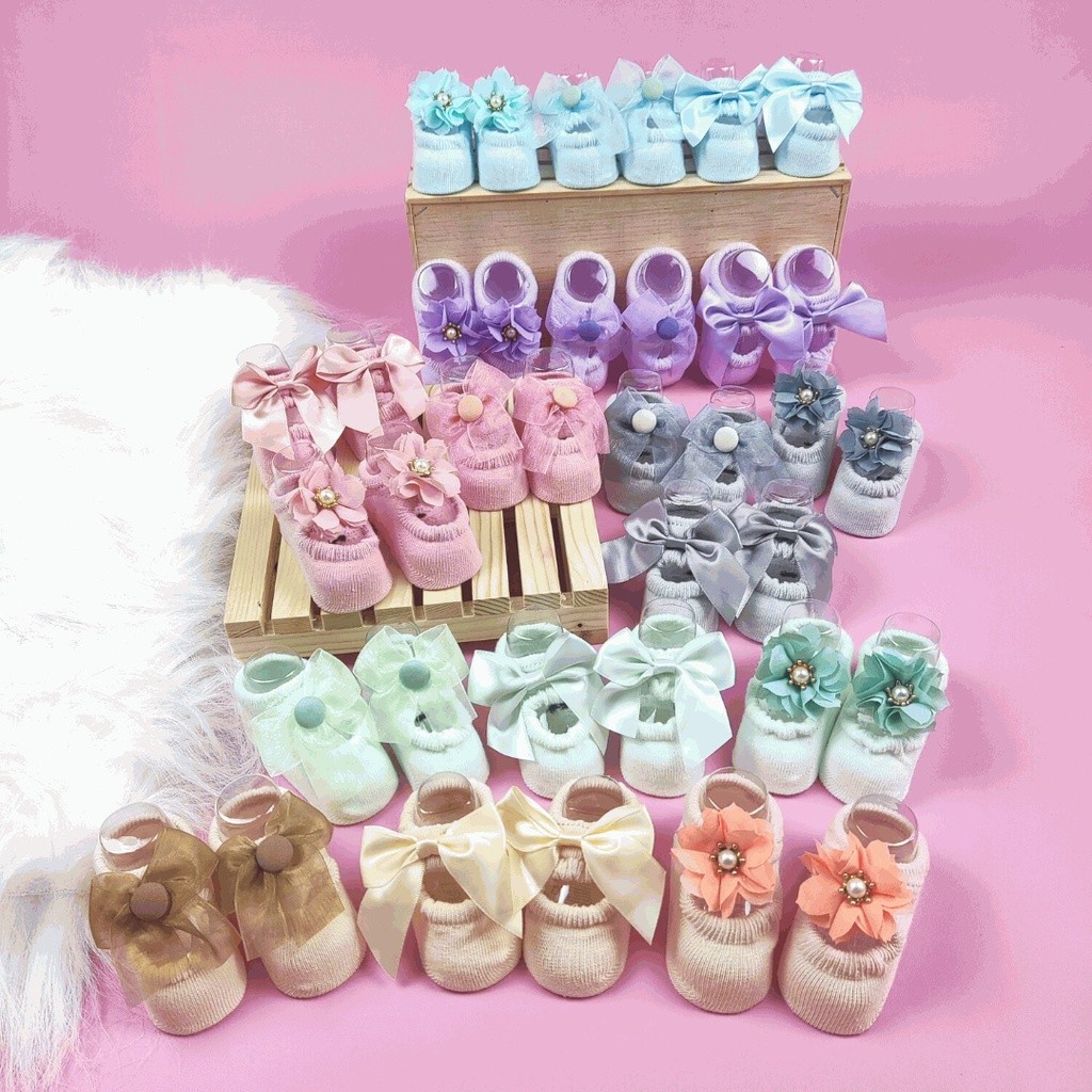 Kaos kaki bayi perempuan RIK A14  non slip anti licin kualitas premium motif 3 jenis(0-9bulan) Keren