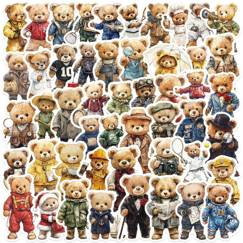 

50Pcs Cartoon Korean Teddy Bear Stickers DIY Stickers Scrapbooking Phone Luggage Skateboard Waterproof Decals