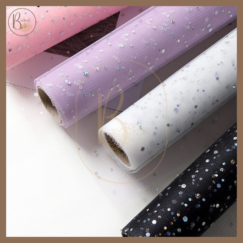 

PROMO!Kertas Jaring Buket Bunga 1 Roll Korean Jaring Roll Mesh Motif Silver Polynet Flower Wrapping Paper Pembungkus Buket Bunga Roll CREADY