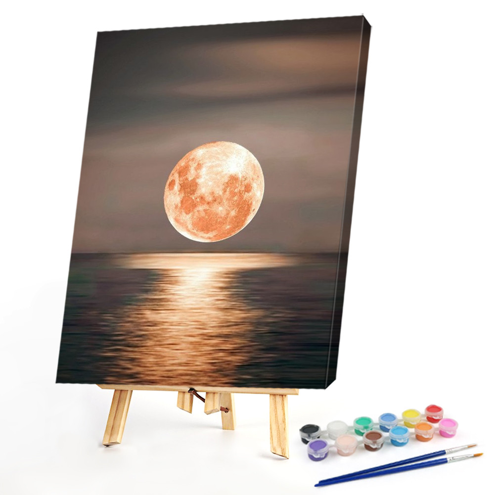 

Full Moon at Sea Oil Paint By Numbers Kit Frameless Drawing Picture Wall Decor