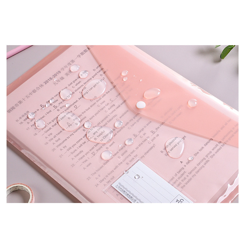 

10 Pieces File Bag Plastic 16C A4 Paper Storage Folder PP Transparent Portfolio Policy Briefcase with Label Waterproof File Bag