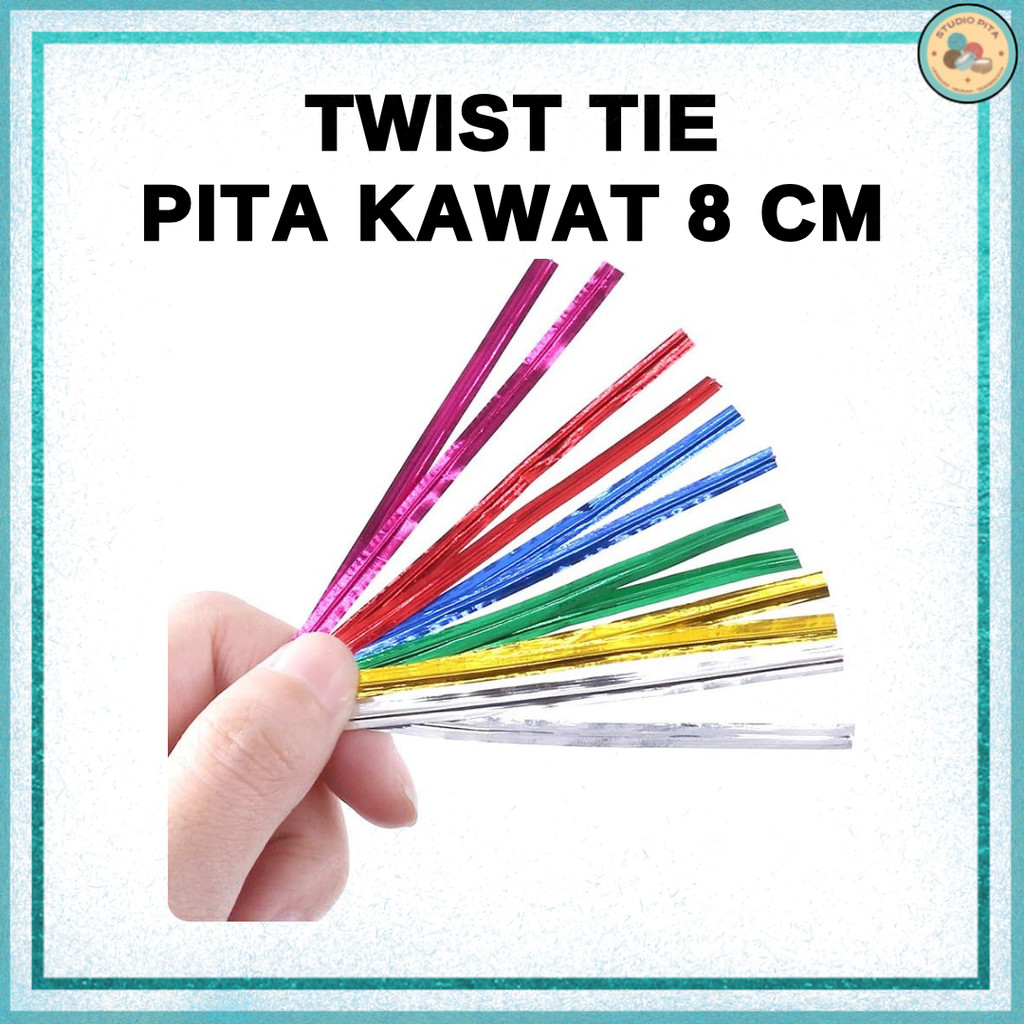 

Pita Kawat potong mas ikat twist tie snack Souvenir 8 cm