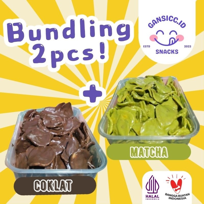 

BUNDLING 2 PCS - Keripik Pisang Coklat Lumer - Rasa Coklat Matcha Strawberry Tiramisu Taro Cuppuccino Vanilla N' Cookies Vanilla N' Red Velvet