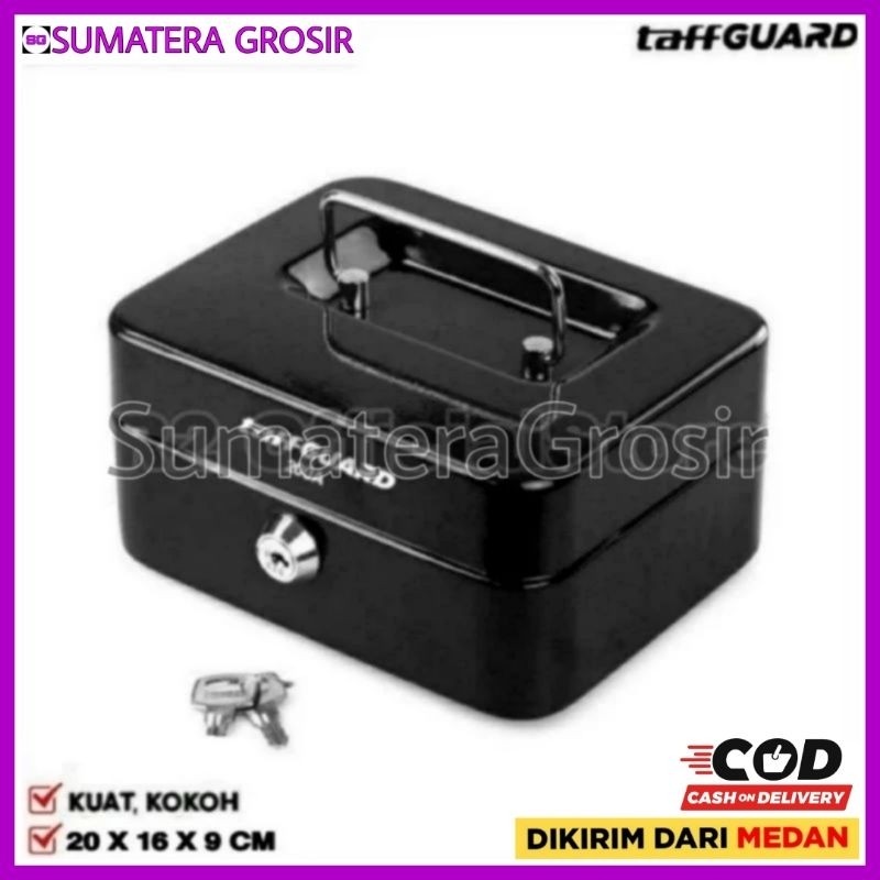 TaffGUARD Brankas Mini Money Box Uang Cash Box Key Lock - 200A - Black Portable Original - Brangkas 