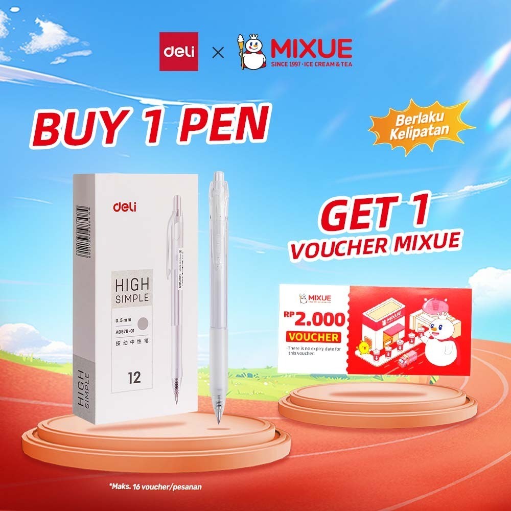 

Deli Gel Pen Pulpen Gel Retractable Tinta Hitam 0.5mm A057B-01 12 Pcs
