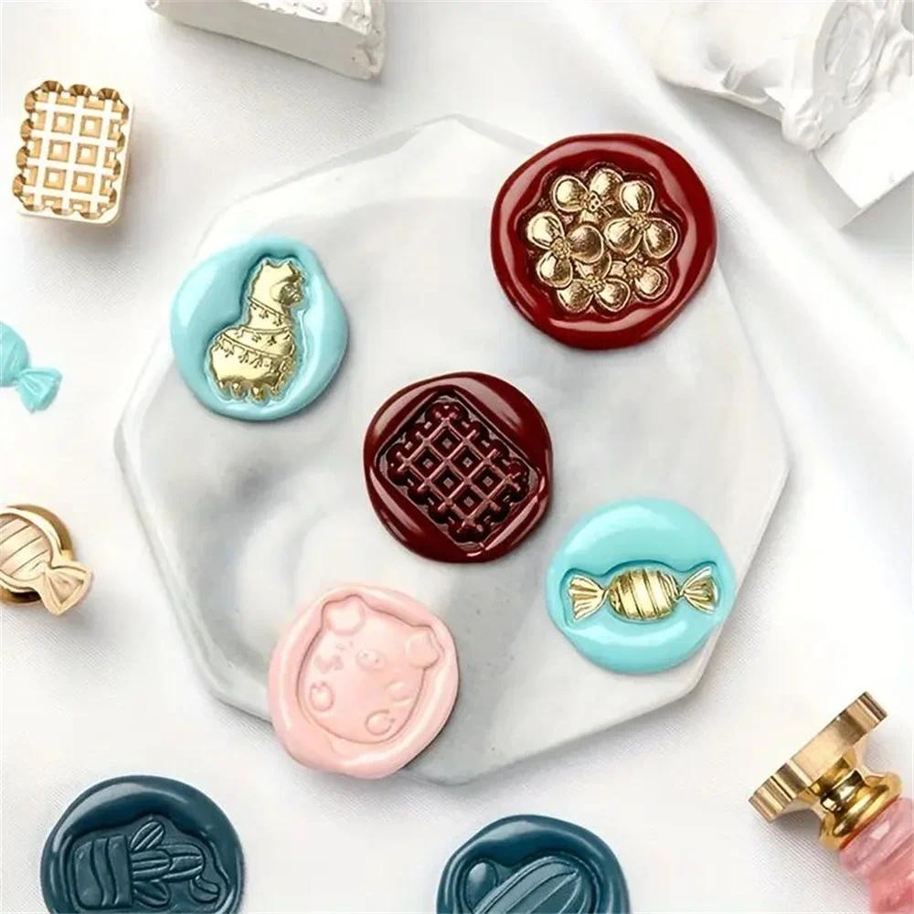 

25mm 3D Shaped Embossed Stamp Heads Literary Series Wax Seal Stamps Fire Paint Stamps for Decorating Invitations Sealing Wax