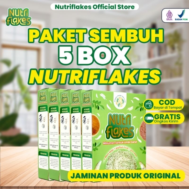 

[PAKET 5 BOX] Nutriflakes - Sereal Herbal Umbi Garut untuk mengatasi Asam Lambung dan Gerd 100 %Original