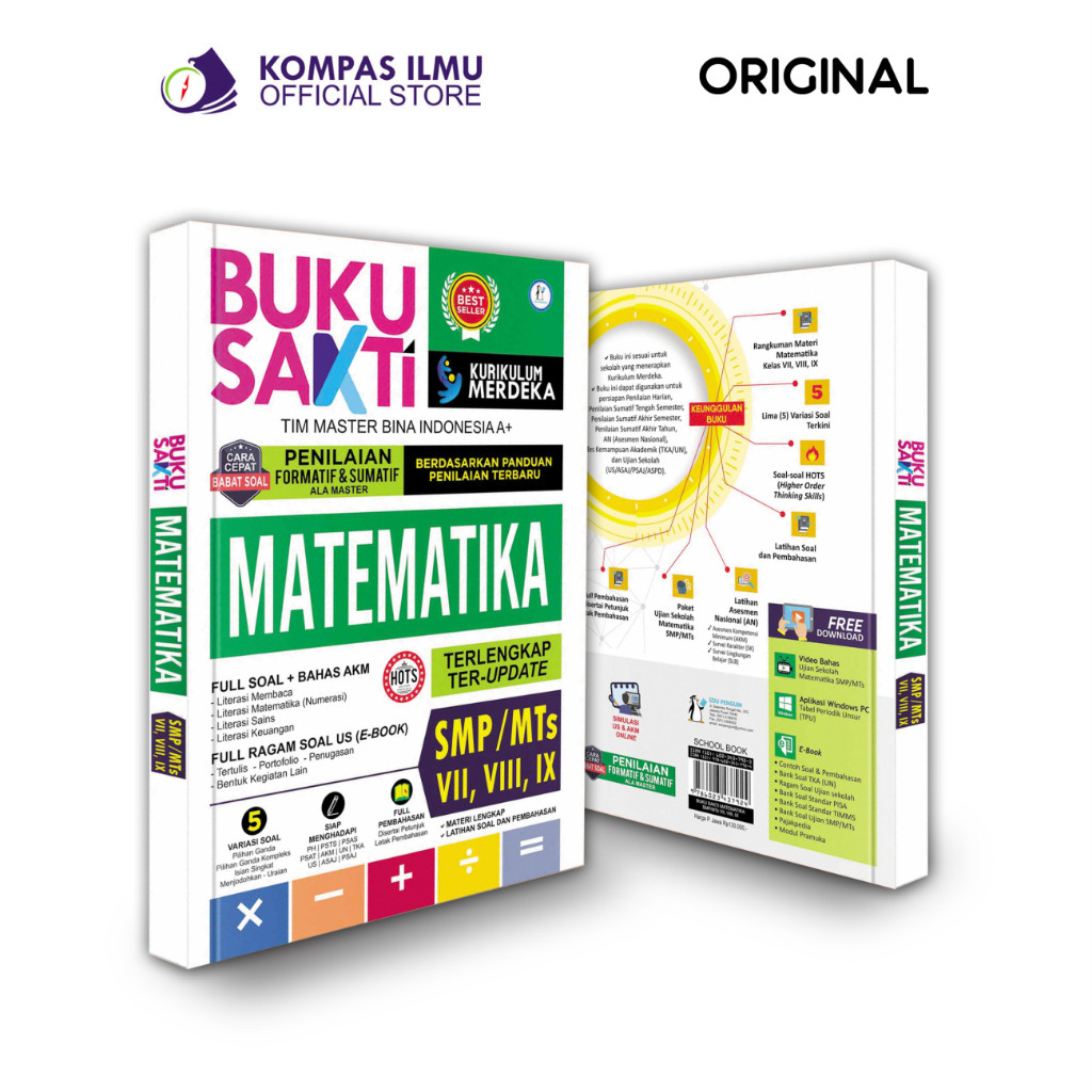 

KENDI MAS MEDIA - Buku Sakti Kurikulum Merdeka Matematika - IPA SMP kelas VII, VIII, IX kurmer Penilaian Sumatif