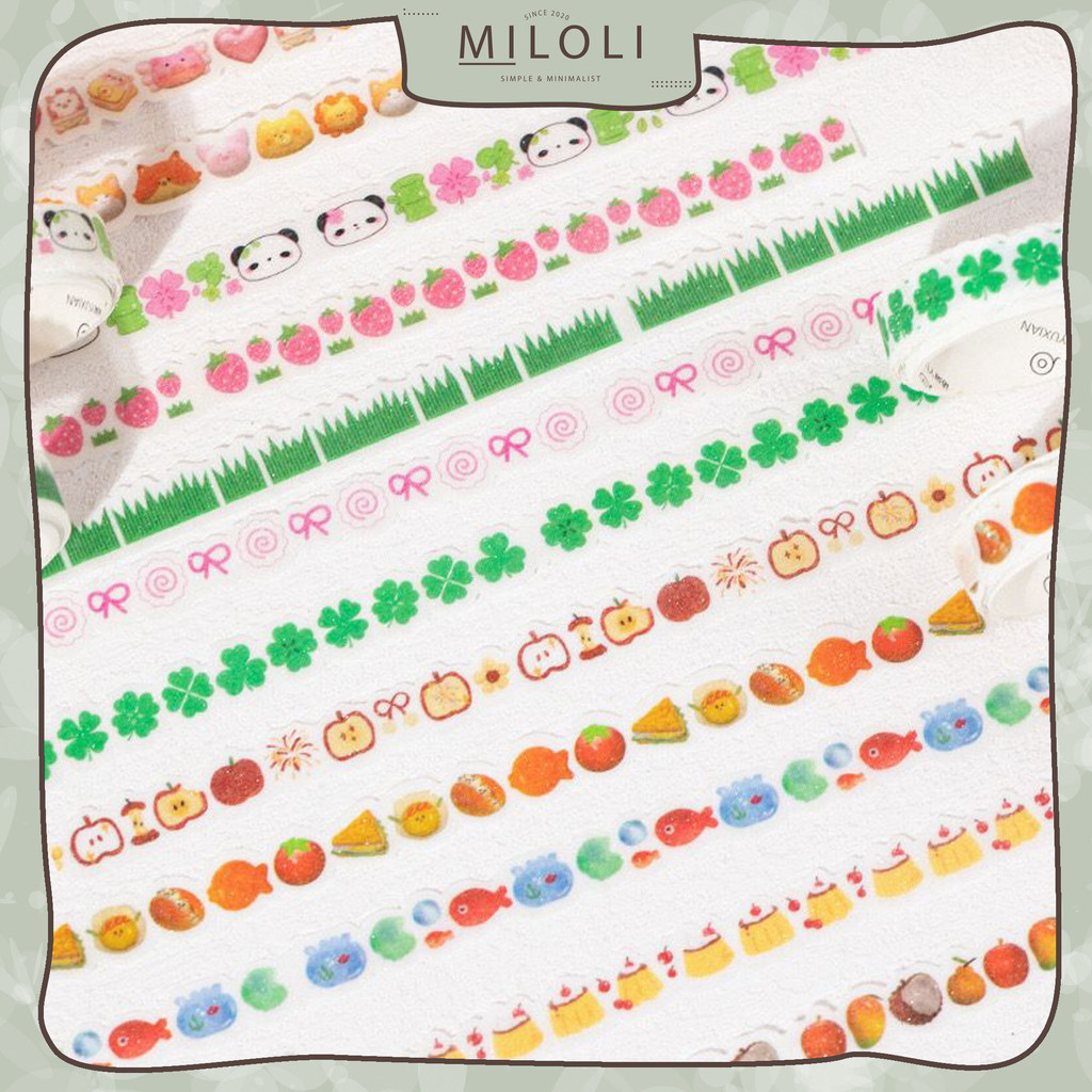 

[MILOLI] 5 Rolls WASHI TAPE LITTLE FRESH CUTE CARTOON Special-Shaped Deco Masking Tape Jurnal DIY Scrapbook - A0074