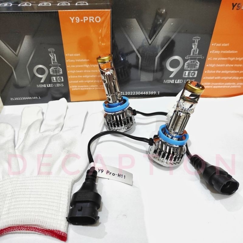 SEPASANG MINI PROJECTOR BILED Y9-PRO SOCKET H4 H11 HEADLAMP FOGLAMP AGYA AYLA CALYA SIGRA INNOVACO