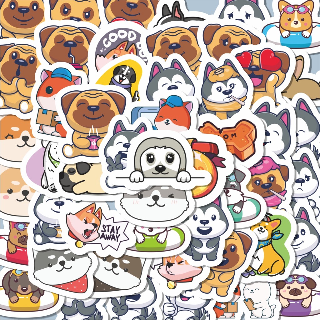 

100PCS Lucu Stiker Super Kawai Doggy [Anjing Lucu] Stiker Aesthetic Stiker Anti Air Stikers Berperekat Waterproof sticker decal buat Motor Helm Buku Journal Koper Casing HP Laptop Botol Minum Hadiah anak
