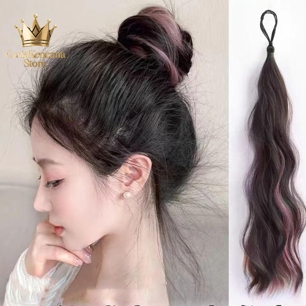 Ekor Kuda Wig Warna Warni Rambut Panjang, Ikat Rambut Palsu Hair Extension Ekor Kuda Tinggi