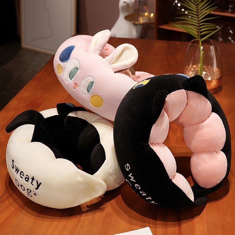 Bantal Leher Halus Lembut Terbaru Lucu Bantal Sandaran Mewah Tidur Busa Travel Portabel Mobil Pesawa