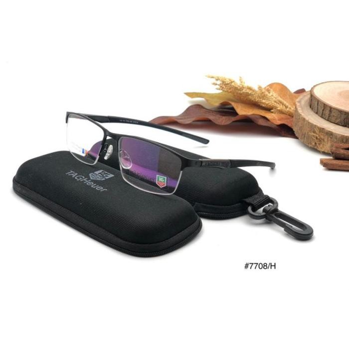 Frame Kacamata Baca Pria Senur Sporty Halt 7708 Bisa Minus/Cylinder - Hitam, Frame Only