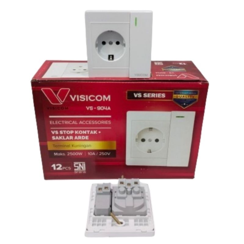 Saklar Engkel + Stop Kontak / Socket 1 Lubang IB Inbow VISICOM VS-904A Termurah