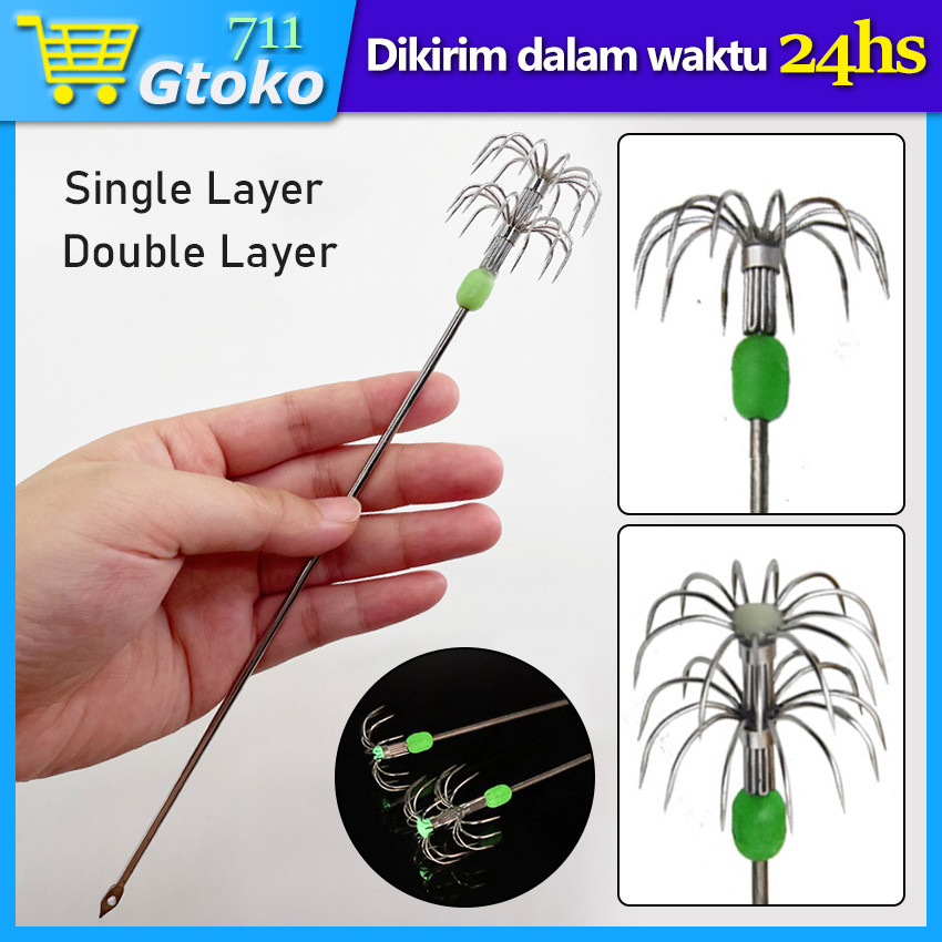 Pancing Cumi Kail Cumi Umbrella Hook Double Stainless Steel