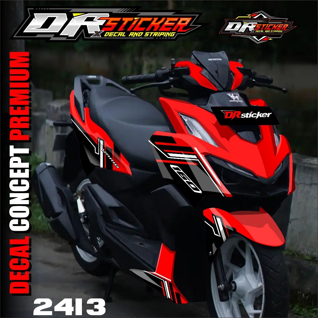Custom Stiker Vario 160 Hitam Grafis hitam Full Body
