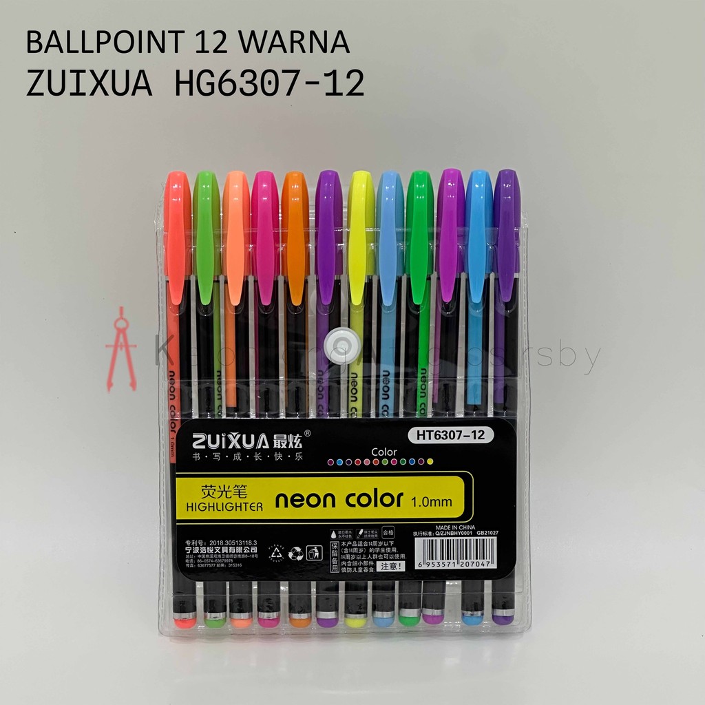 

Ballpoint / Puplen / Bolpen 12 Warna Zuixua HT6307-12