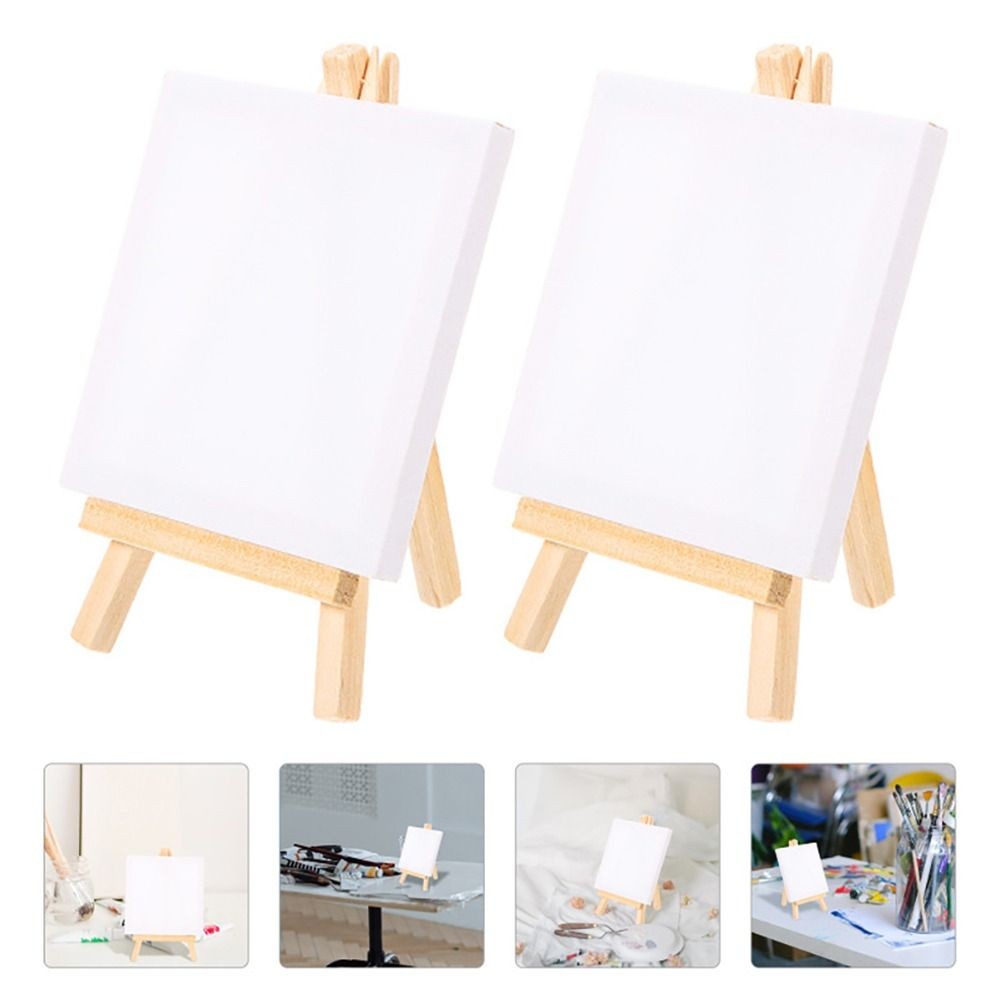 

3Pcs Mini Blank Canvas Easel Set 10x10cm Small Tiny Painting Easel Multifunctional Wooden Frame Drawing Decoration Board