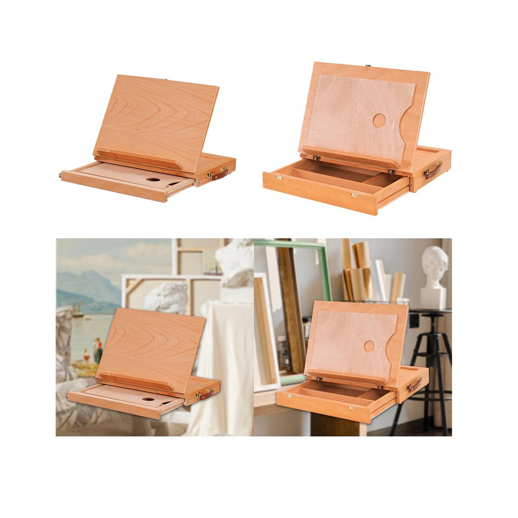

Wood Easel Box Art Supply Desktop Sketchbox for Drafting Painting Sketching