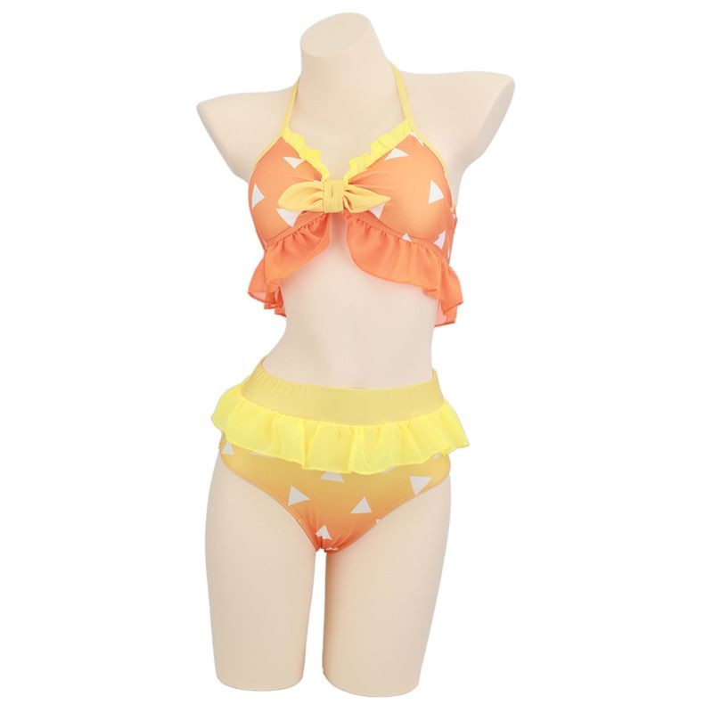 Anime Demon Cosplay Slayer Bikini Swimsuit Summer Bea wear Sexy Swimwear Sets Colorful Role Play Out